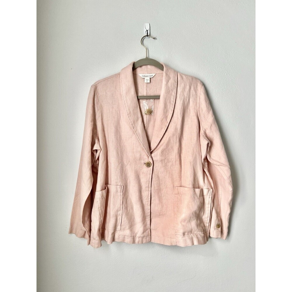 COLDWATER CREEK Vintage Rose Spring Jacket Blazer Petite Large PL Linen Coastal